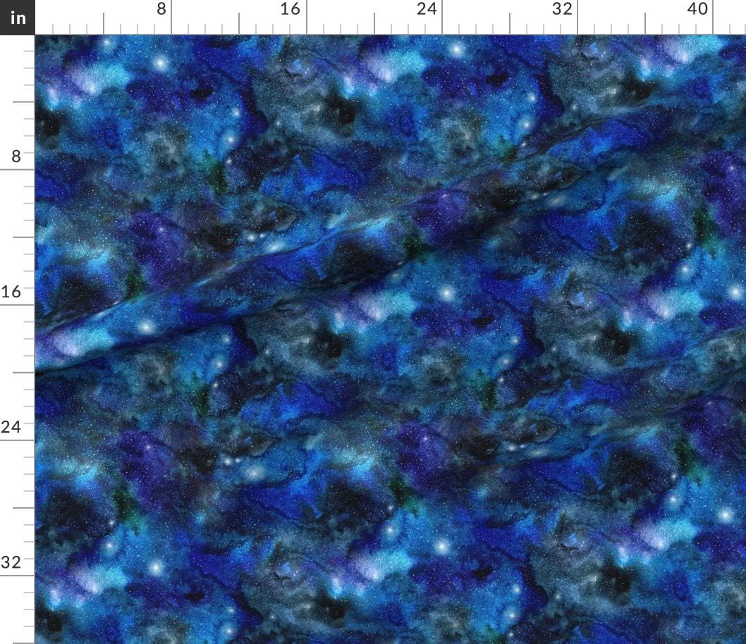 Spoonflower Fabric - Galaxy Space Night Stars Watercolor Watercolour Abstract Printed on Petal Signature Cotton Fabric Fat Quarter - Sewing Quilting Apparel Crafts Decor