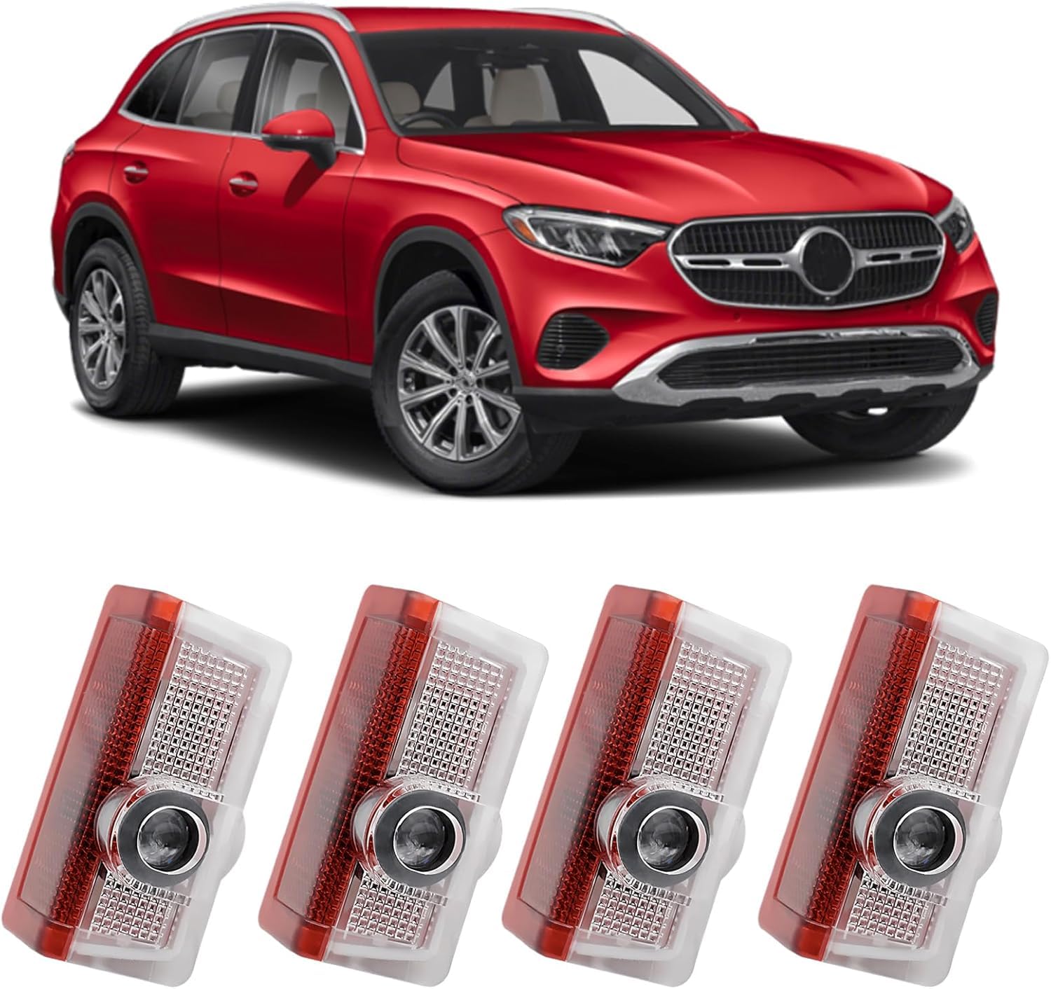 Compatibile con Luci Proiettore Porta,Per A B C E M G W166 W176 W205 W212,illuminazione Sottoscocca Auto, Luce LED di benvenuto Proiettore Logo (4 Pezzi)