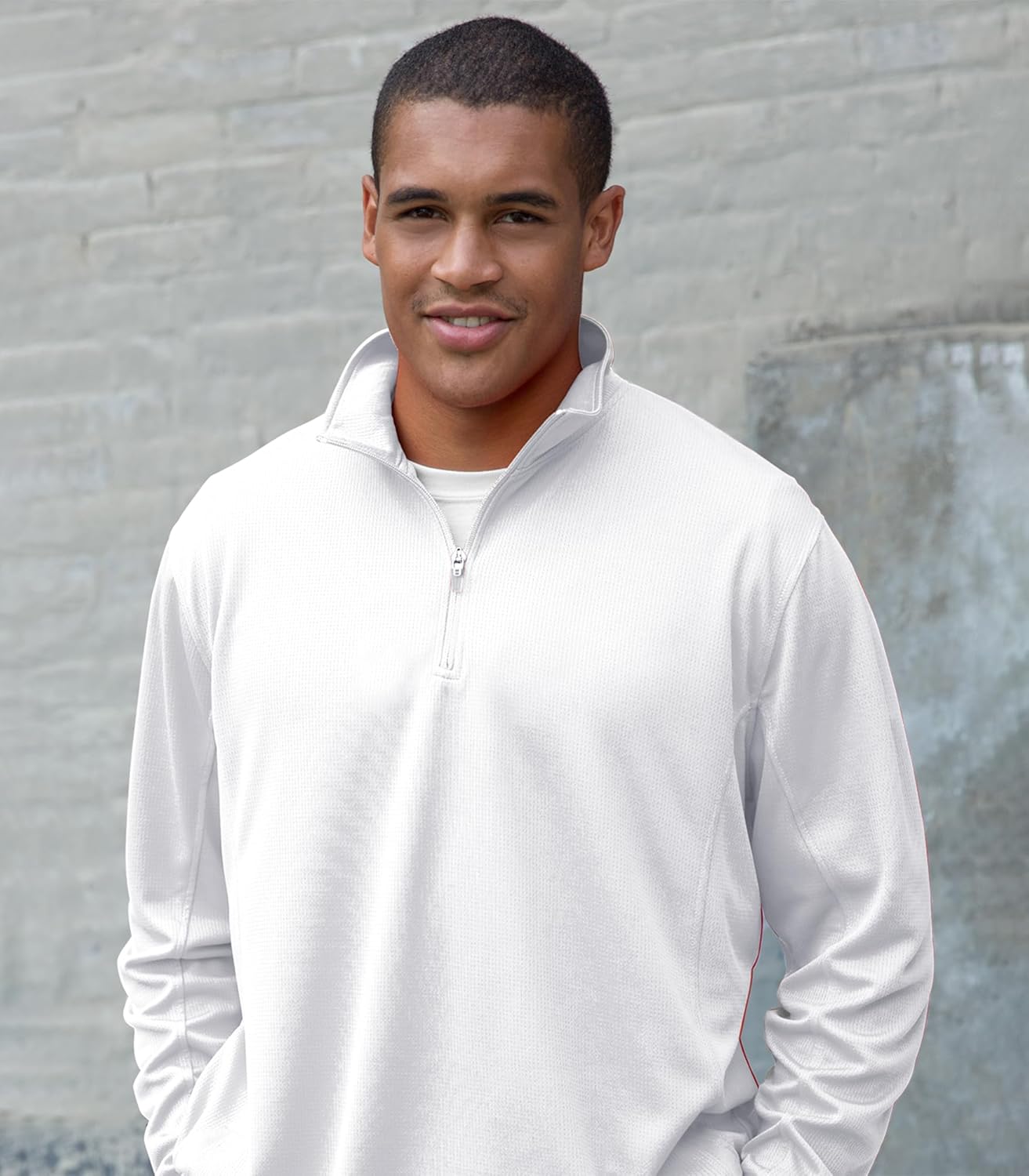 Vantage Apparel Collegiate Men's Micro Mesh White Performance 1/4 Zip Pullover, Rutgers Scarlet Knights, 3X-Large - Image 4