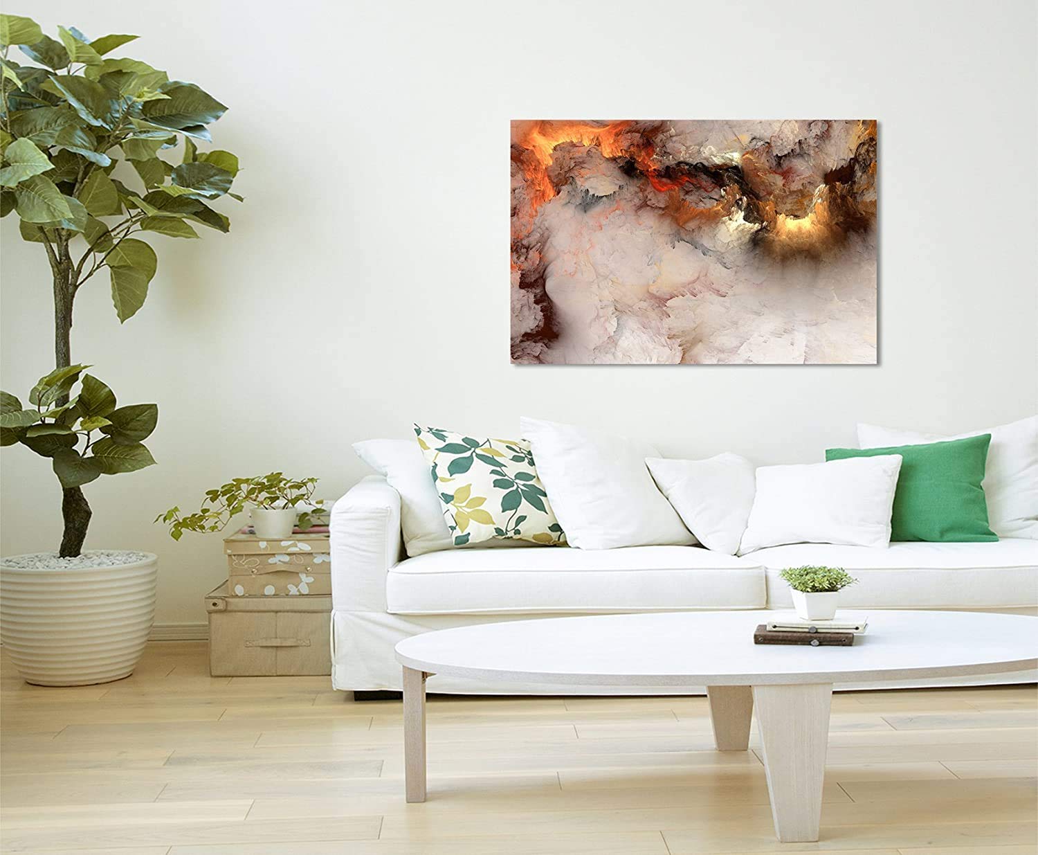Tela Astratta Bianco E Nero Per Soggiorno - 152x76 Cm, Decorazione Moderna Per Pareti - Foto 12