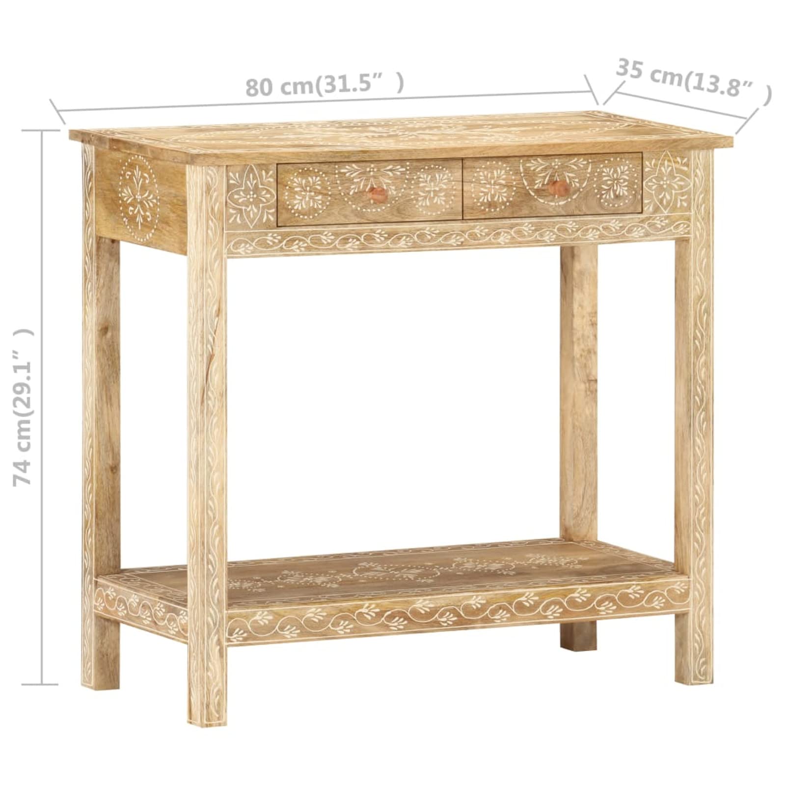 ShGaxin Mesa Consola de Madera Maciza de Mango 80x35x74 cm, Mesa Entrada, Mesa Recibidor Estrecha, Mesa De Centro Salon, Mesa Auxiliar, Mueble Entrada