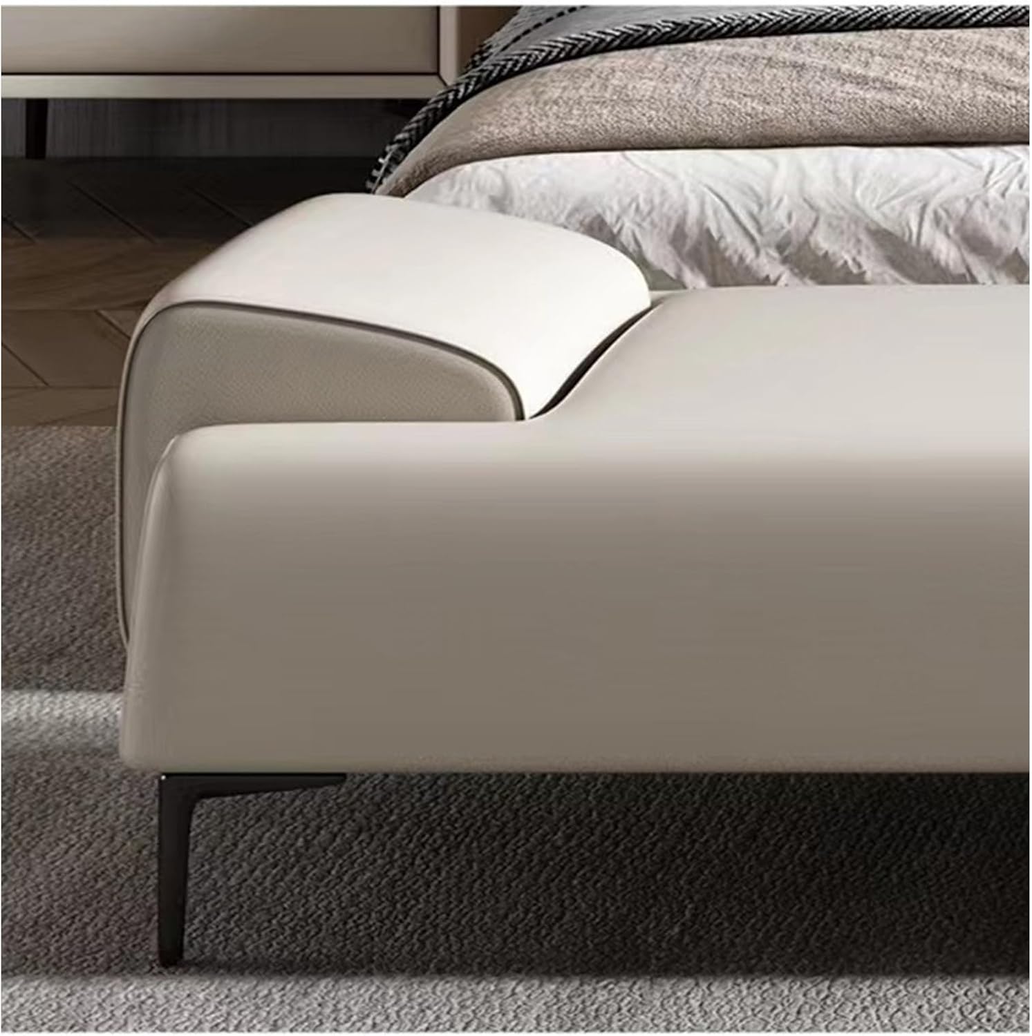 ベッドエンドベンチ 布張りオットマン - ベッドの端 布張りのスツール