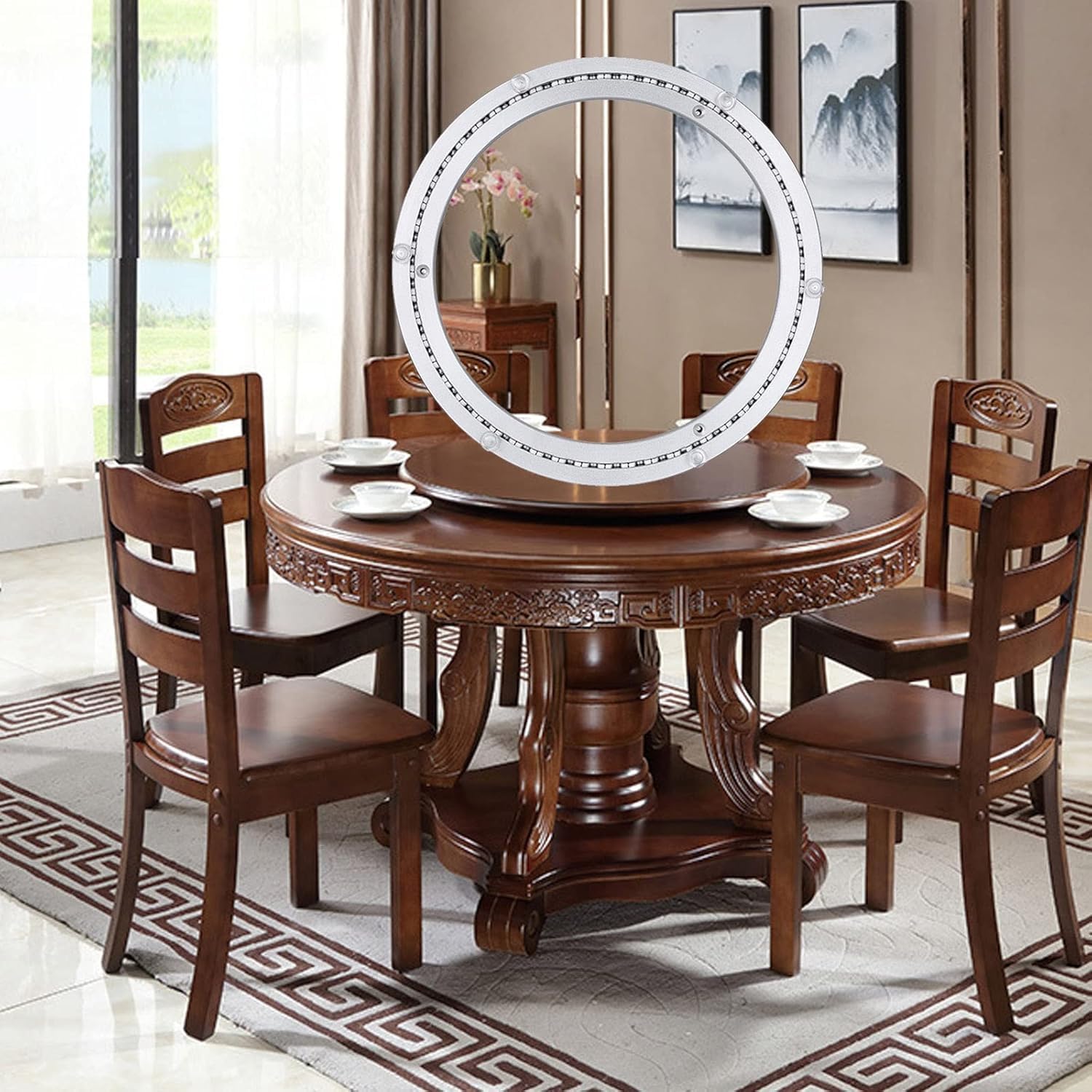 Placa giratoria de metal resistente con rodamiento de bolas para soporte de mesa, 8, 16, 24 y 32 pulgadas