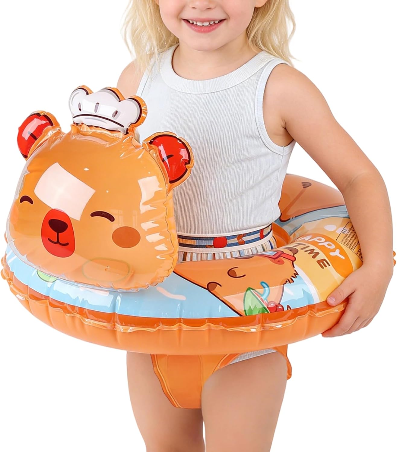 Inflatable Water Floats, Cartoon Capybara Raft, Pool Float with Secure Grip, Soft Vinyl Swimming Ring, Fun Raft with Playful Design, Outdoor Play for Kids Summer 54cm/21.26 Inches
