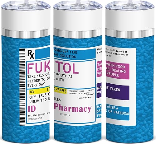 Fukitol - Taza de café aislada con tapa, pastilla placebo honesta de 20 onzas, botella de agua reutilizable de acero inoxidable para bebidas Fukitol - Taza de café aislada con tapa, pastilla placebo honesta de 20 onzas, botella de agua reutilizable de acero inoxidable para bebidas