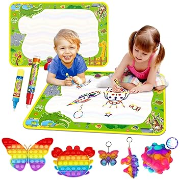 Party Propz Water Doodle Mat For Kids - Doodle Board For Kids, Painting Board For Kids Toy Mat - Toys For 1 Year Old Boy, 4 Years Girls, Age 6, Drawing Magic Pens Educational Toys Age 2 3 4 5 6 7 Year Old Gift
