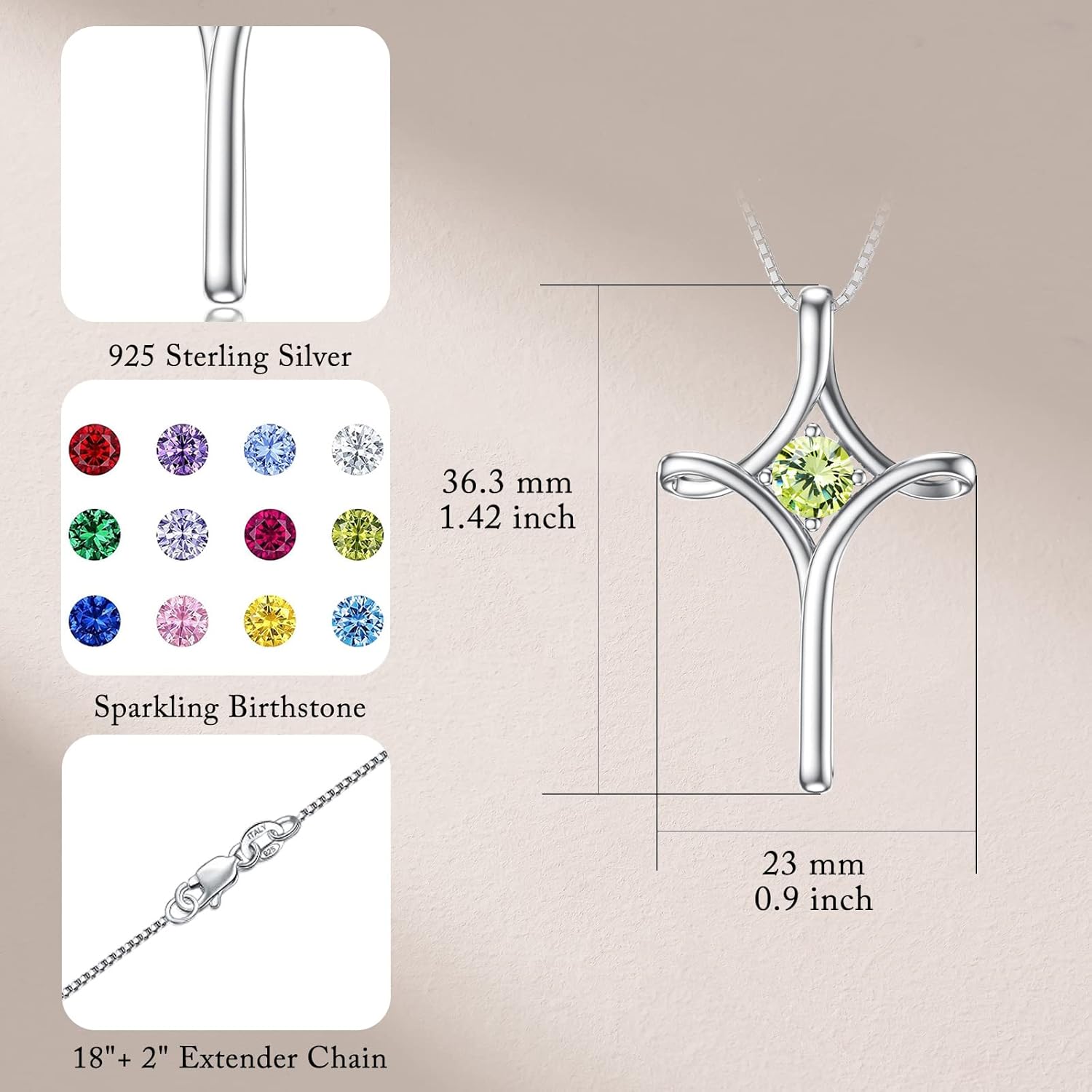 TOUPOP Cross Necklace for Women 925 Sterling Silver Birthstone Cross Pendant Fine Jewelry Valentines Day Birthday Gifts for Her Mom Wife Girlfriend - Image 6