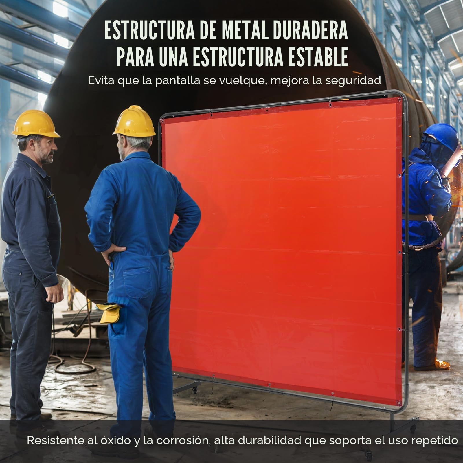 VEVOR Cortina de Soldadura con Marco, 1,8x1,8 m Pantalla de Protección de Soldadura de Vinilo Ignífugo con 4 Ruedas Giratorias 2 Bloqueables, Cortina Móvil Profesional para Taller, Industria, Rojo