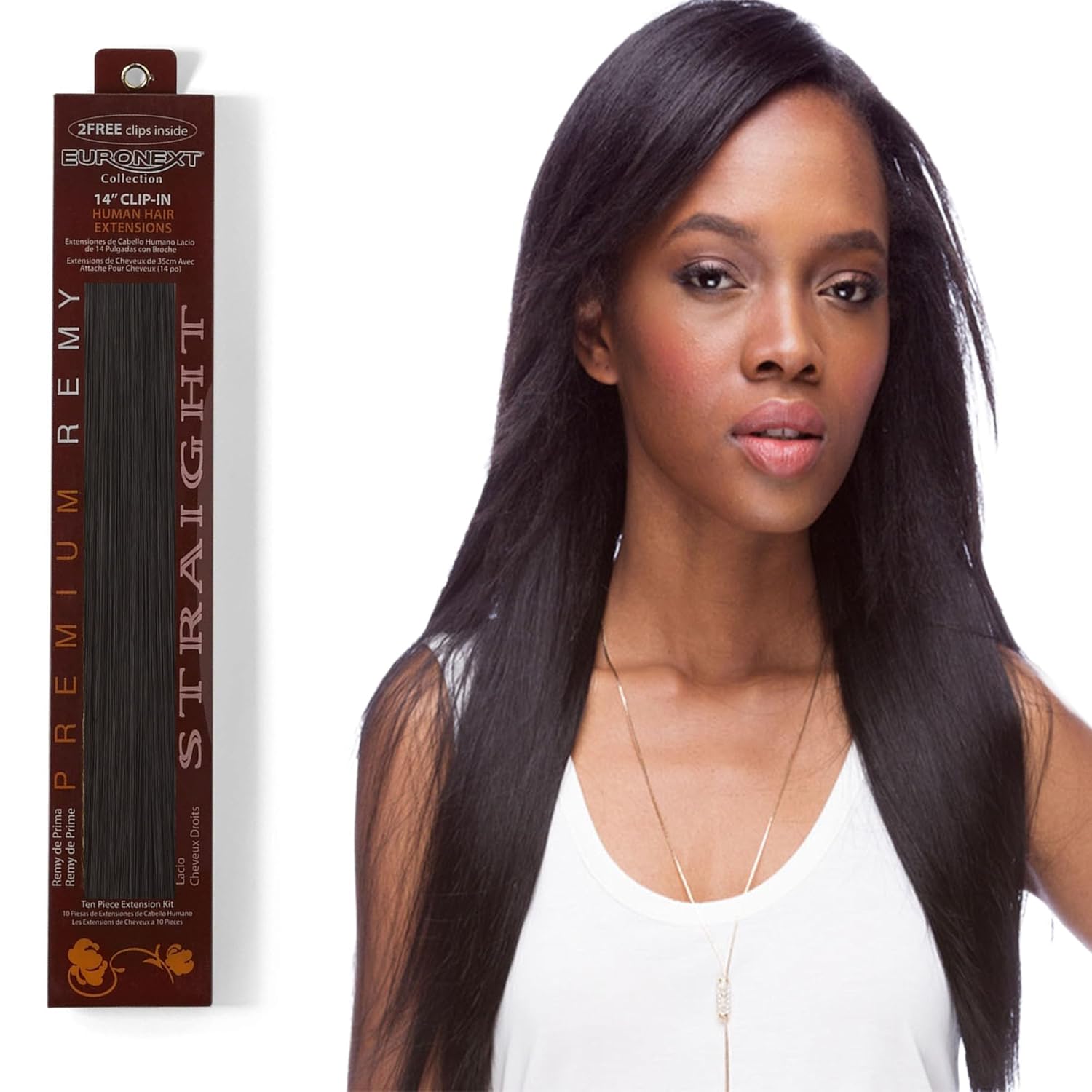 Labor Day SALE COUPON EURONEXT Clip in hair extensions, 100 Remy human hair, 14