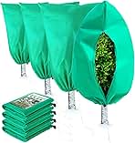 Homimp Plant Covers Freeze Protection, 4 Pack Frost Covers with Zipper Drawstring (31.5