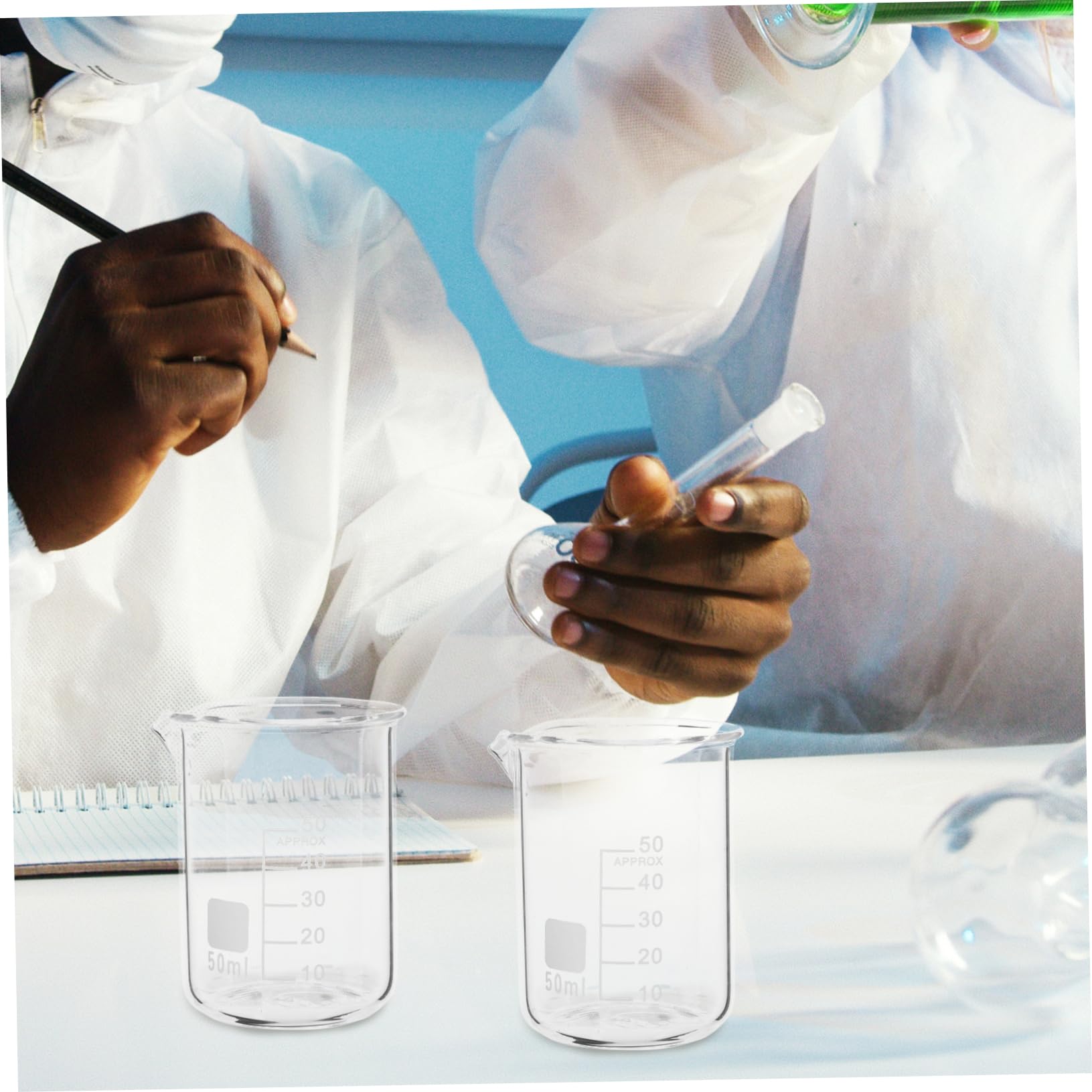 iplusmile Set 6 Pezzi Becher in Vetro Resistenti al Calore 50ml Scala Chiara e Becher Graduati per Progetti di Laboratorio e Uso in Cucina