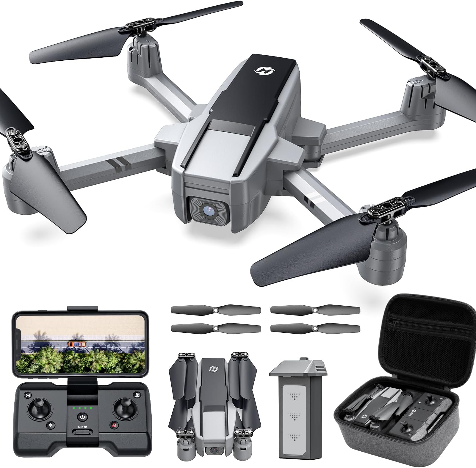 HS440D GPS Drones with Camera for Adults 4K UHD Camera, Unger 249g with GPS Auto Return, Follow Me, Waypoints and Customized Carrying Case