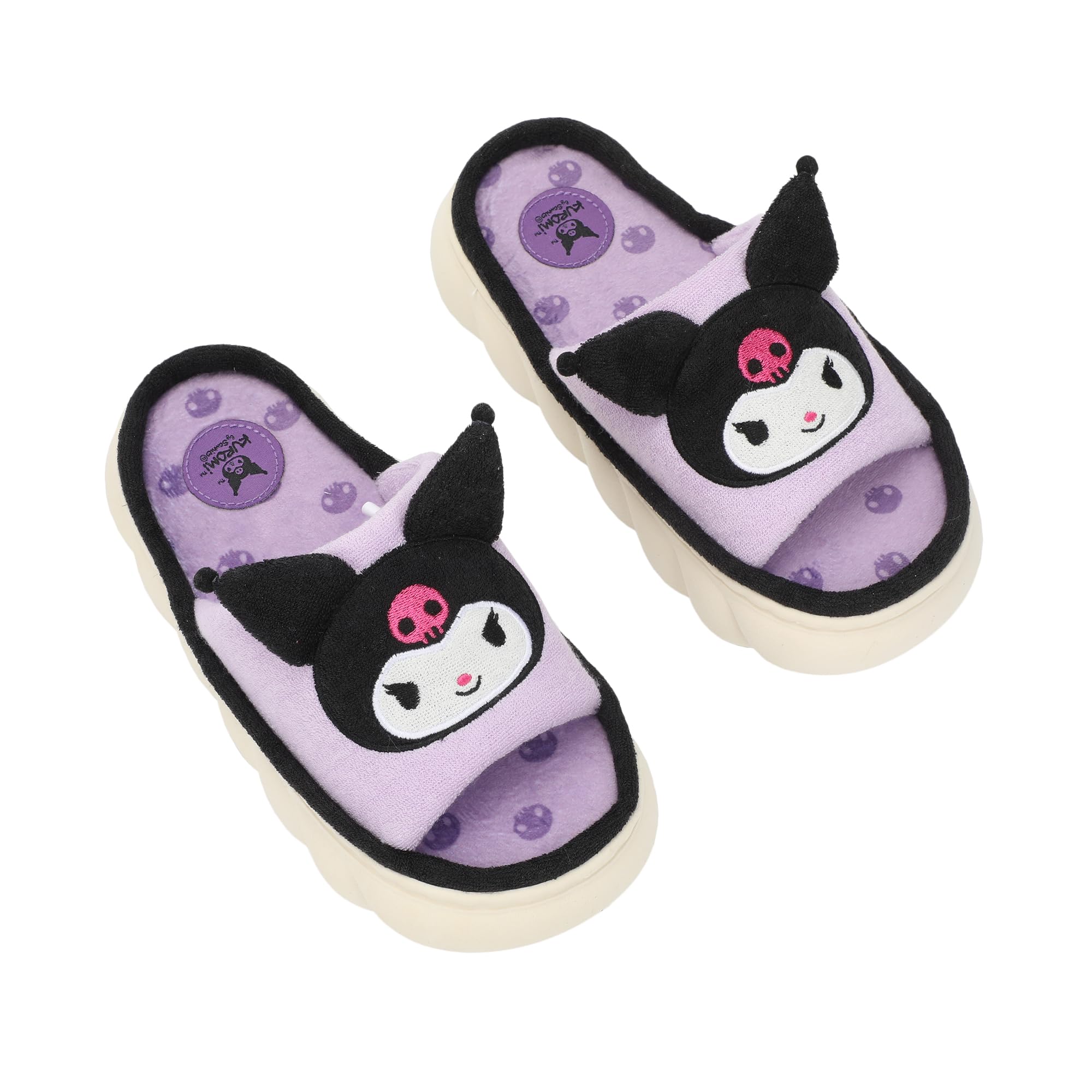 BioworldKuromi 3D Character Face Art Women's Purple Open-Toed Slide Slippers