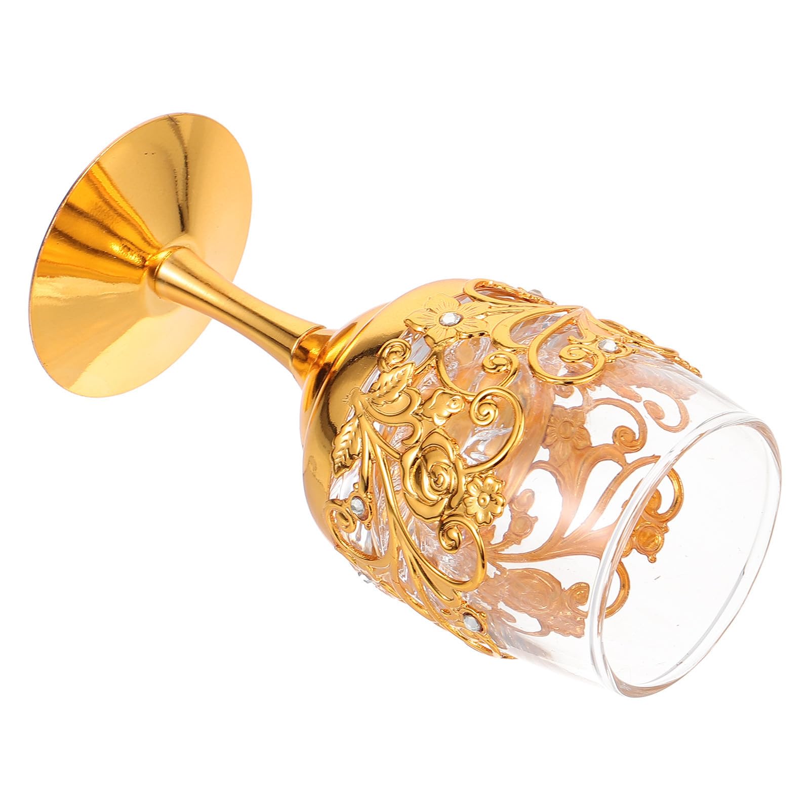 Copa vintage de vino en aleación de aluminio y vidrio dorado KICHOUSE