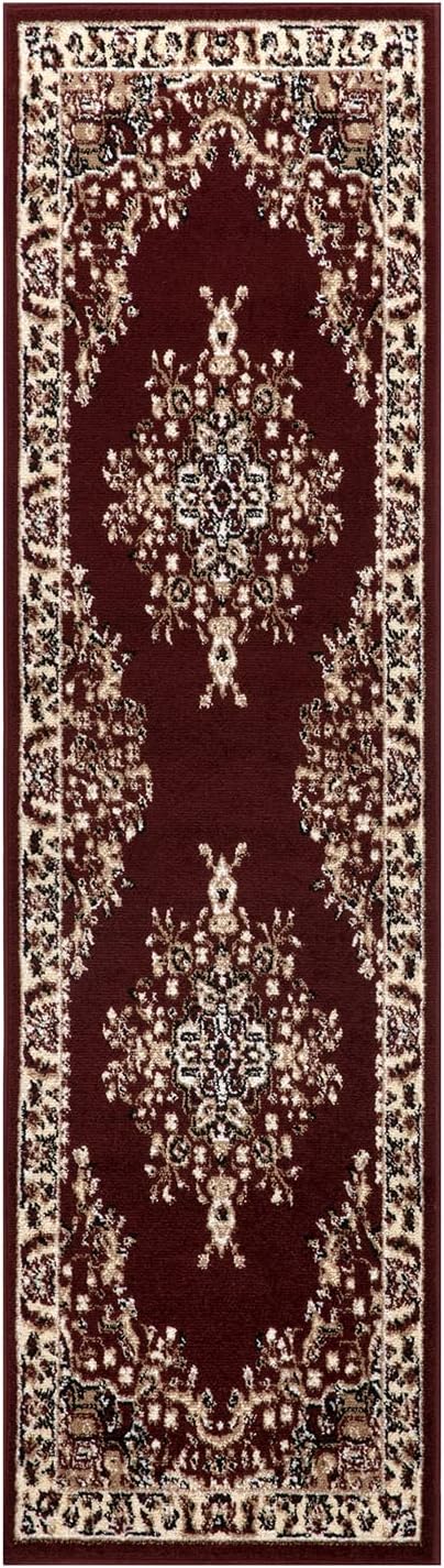 Antep Rugs Oriental 2x10 Traditional Medallion Indoor Runner Rug Siesta (Maroon Beige, 2' x 10')