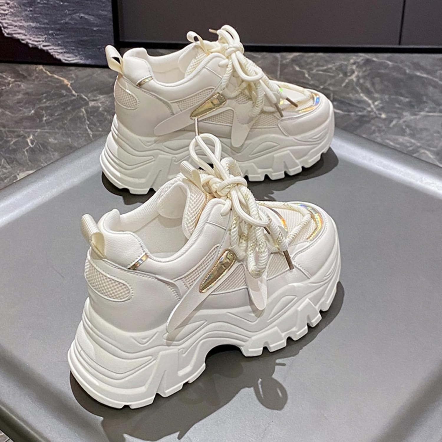 Chunky Sneakers for Women, Fashionable and Height - Increasing Platform Sneakers Dad Shoes for Women, Casual Lace - up Walking Shoes - Image 5