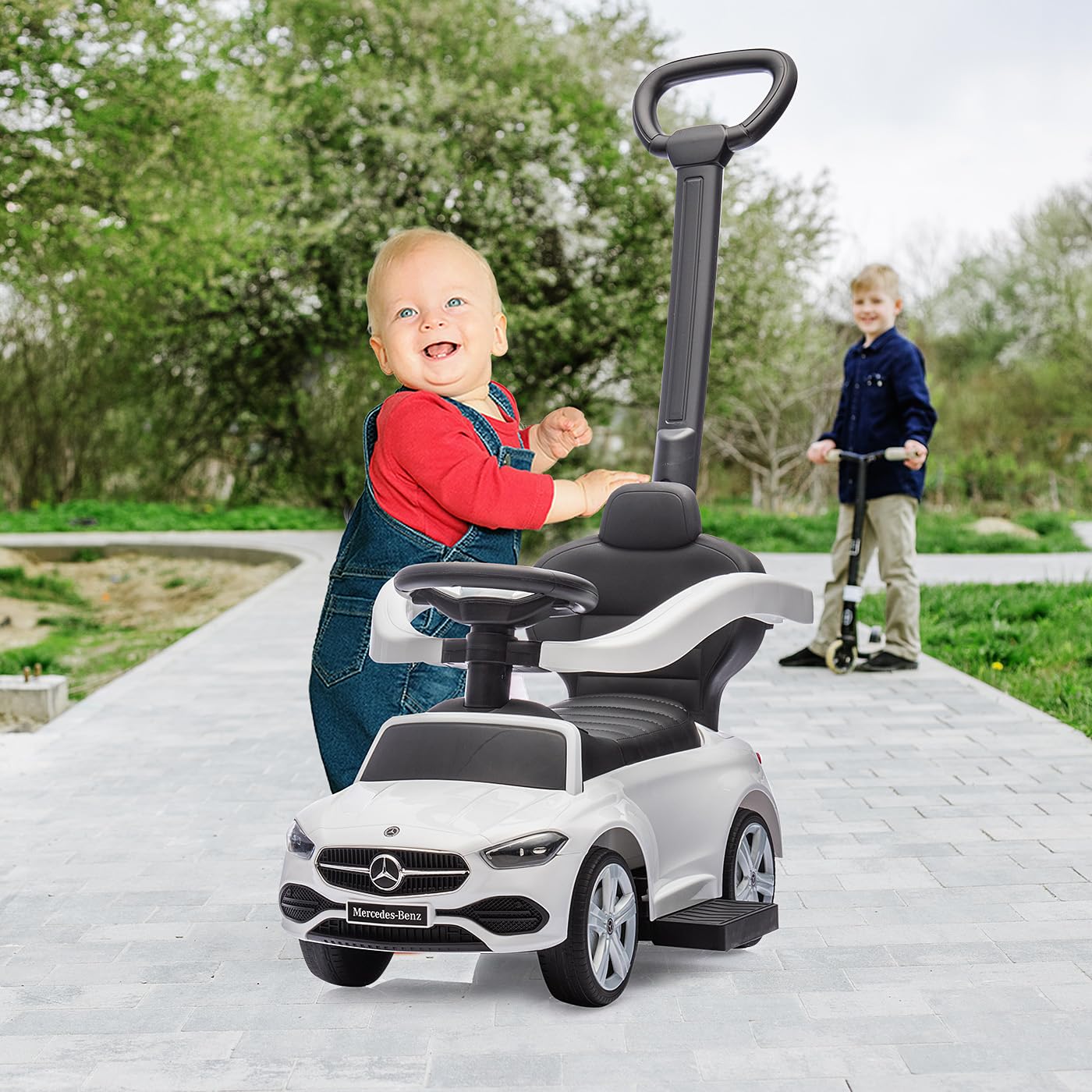 JAMARA Mercedes-Benz Classe C 464025 Toboggan 3 en 1 pour Enfants avec Barre de poussée, véhicule pour Enfants intérieur et extérieur, Jouet de Voiture, Cadeau pour Enfants, Protection