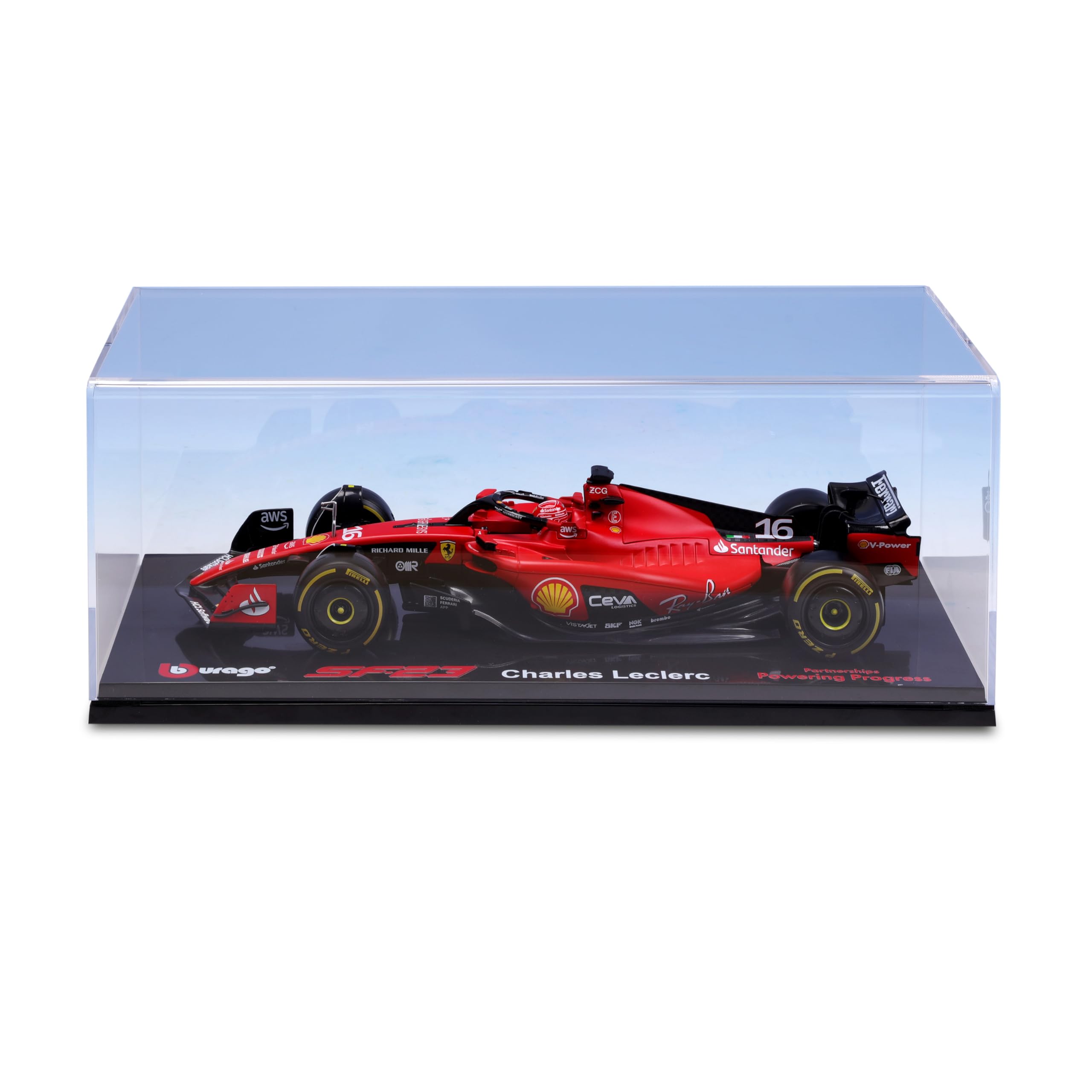 Bburago - 1/18 Ferrari - SF 2023 Formuła 1 Deluxe - z kaskiem #Leclerc Vehicle Ferrari Edition Deluxe Metal w skali 1/18. z kaskiem kierowcy Leclerc