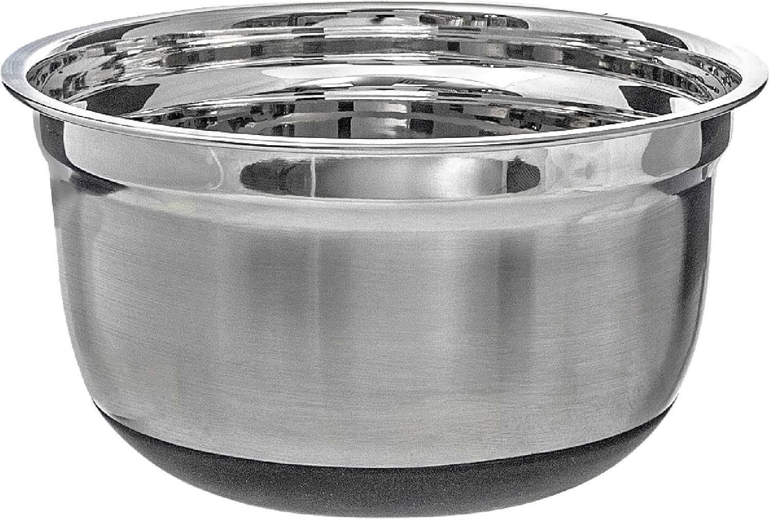 German Mixing Bowl with Anti Skid Base 8.31" Silver Vintage Stainless Steel