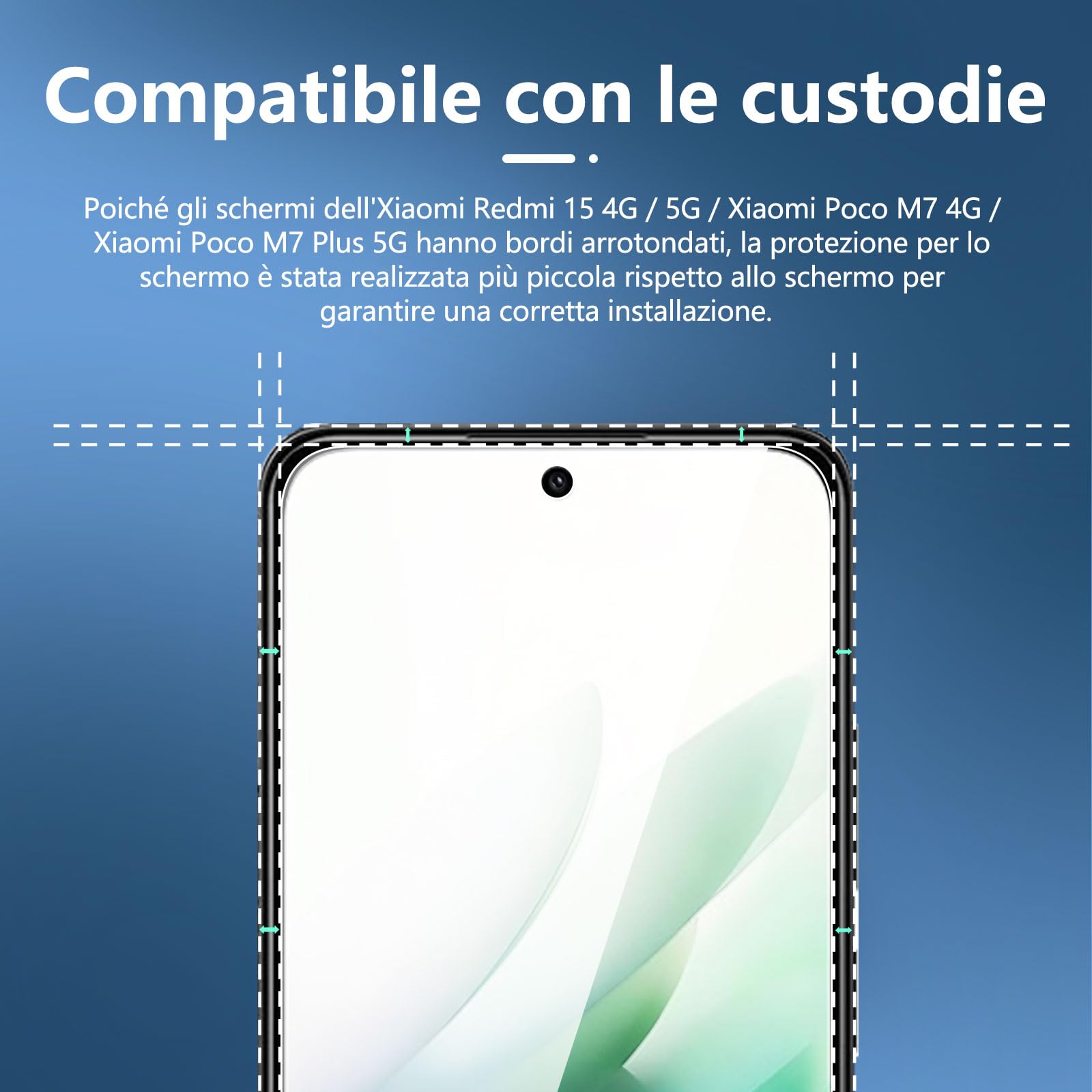 NEW'C 3 Pezzi, Vetro Temperato per Xiaomi Redmi 15 5G/4G, Xiaomi POCO M7 4G, POCO M7 Plus 5G, Pellicola Prottetiva Anti Graffio, Anti-Impronte, Senza Bolle, Durezza 9H, 0,33mm Ultra Trasparente