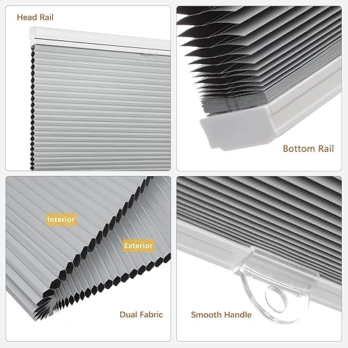 Miniatura 156 de Changshade Persianas celulares opacas de arriba hacia arriba, sin cordones, para ventana de interior, aislamiento térmico, persianas de panal