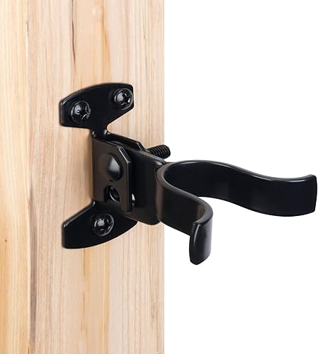 Pestillo de horquilla de cadena de 1-38 pulgadas con parte trasera plana de 1-38 pulgadas, pestillo de horquilla de puerta negro con agujero de