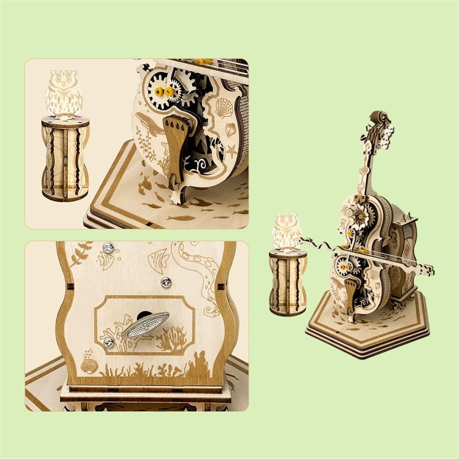 3D-Holzpuzzle for Erwachsene, Cello-Spieluhr-Modellbausätze aus Holz, DIY-Montage, pädagogische Bausätze, for Männer, Frauen, Erwachsene, kreatives Geschenk, 179 Teile.