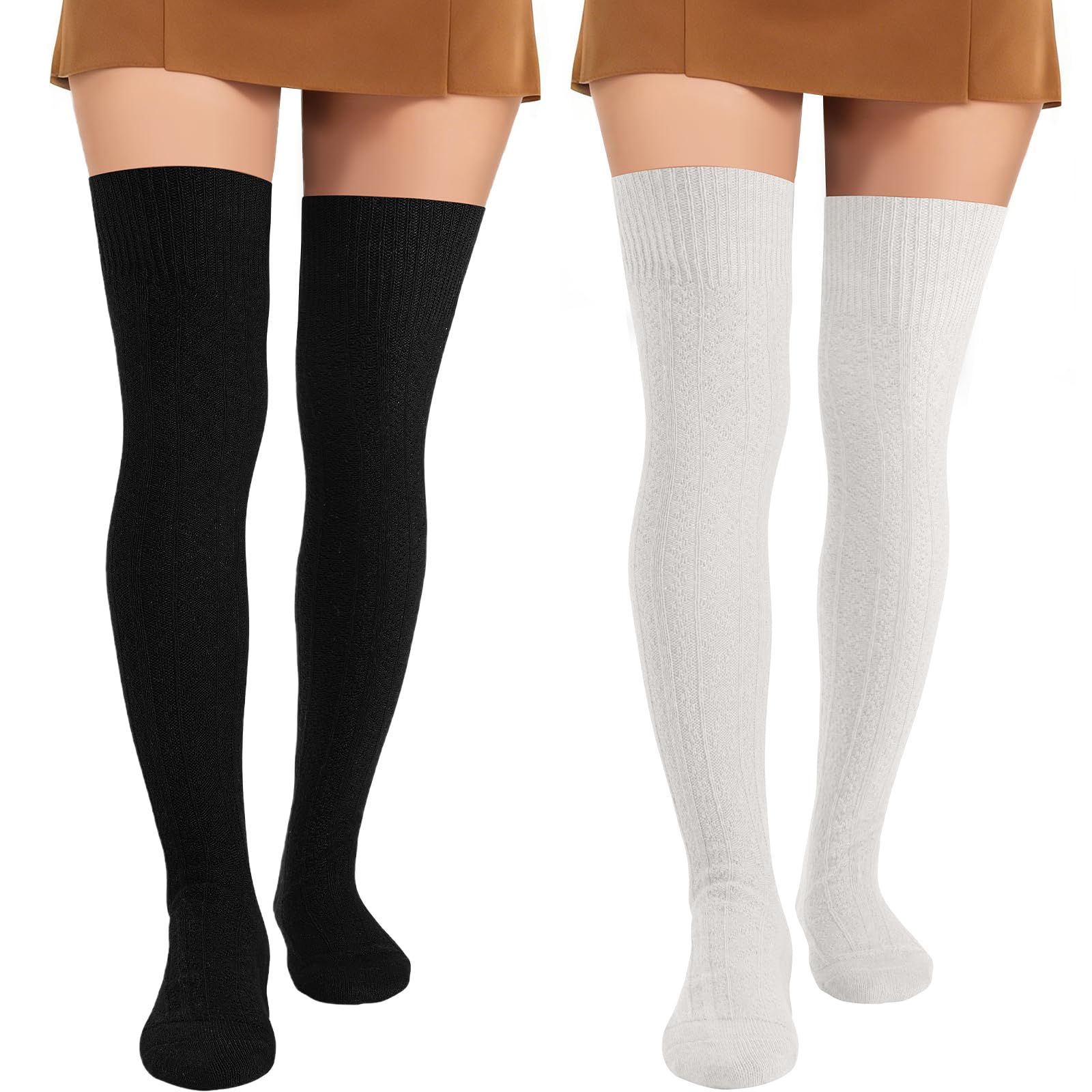 Thigh High Socks - 1/2 Pairs Womens Thigh High Over Knee Boot Socks Leg Warmers