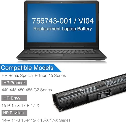 Miniatura 3 de VI04 - Batería para portátil HP Pavilion Beats Special Edition 15-P 15Z-P Series 15-p030nr 15-p390nr 15-p393nr 15-p099nr 15-p008au 15-p017au