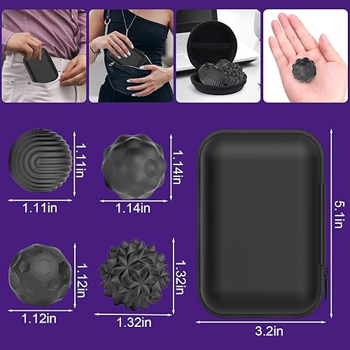 Miniatura 23 de BUSOHA Bolas de silicona para la ansiedad, paquete de 4 juguetes para adultos, juguetes sensoriales para adultos, adolescentes, regalos para calmar