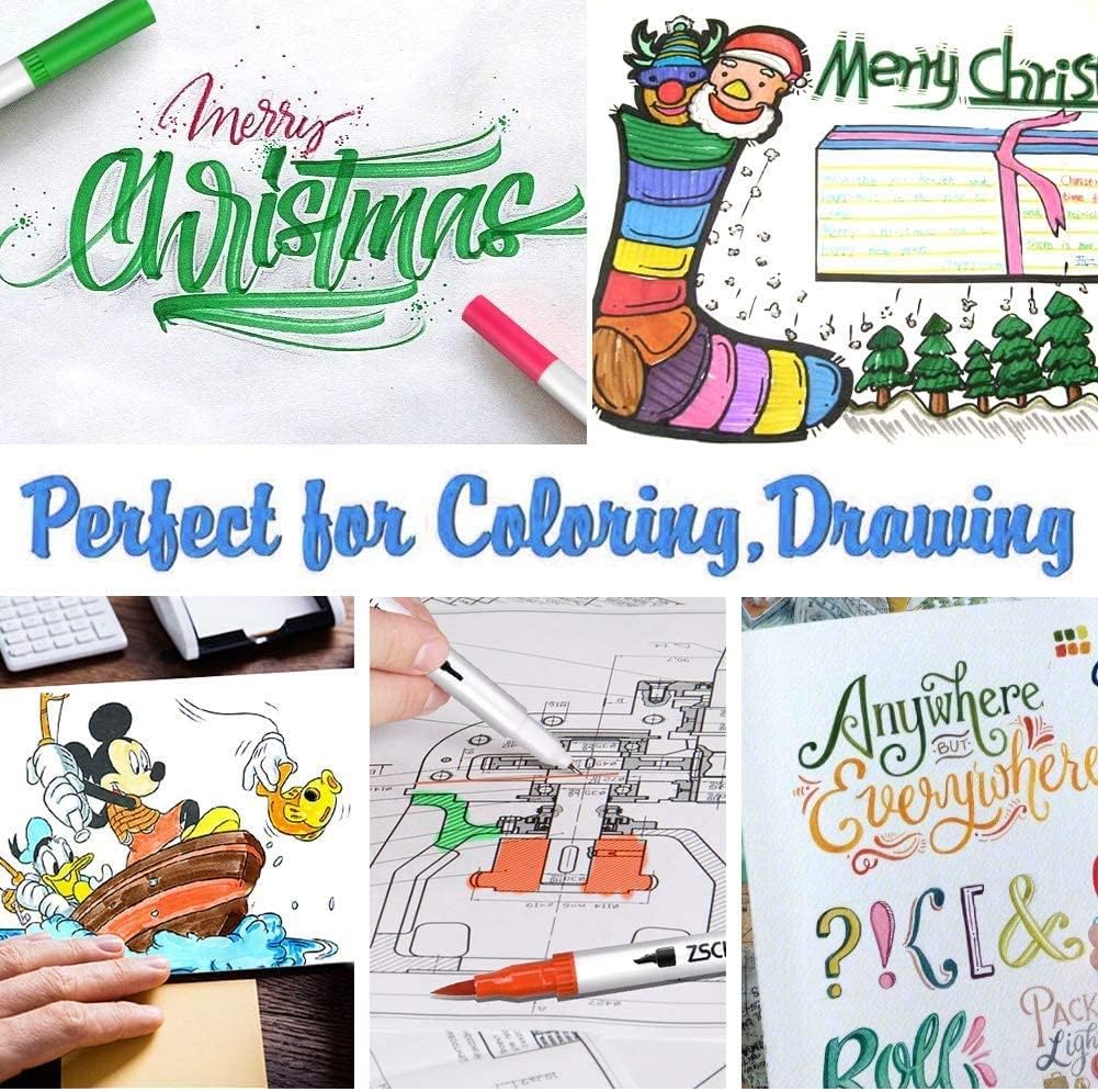 M ZSCMイラストペン 100色 ふで・極細 水性 カラーペン セット アートマーカーペン 水彩毛筆 鮮やか 水性ペン 手帳 絵手紙 色塗り 大人の塗り絵 カード 学校用 子供用 収納ケース付き