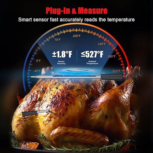 Miniatura 4 de Termómetro inalámbrico para carne, termómetro digital de cocina con sonda inalámbrica, termómetro impermeable IP67 para alimentos con aplicación
