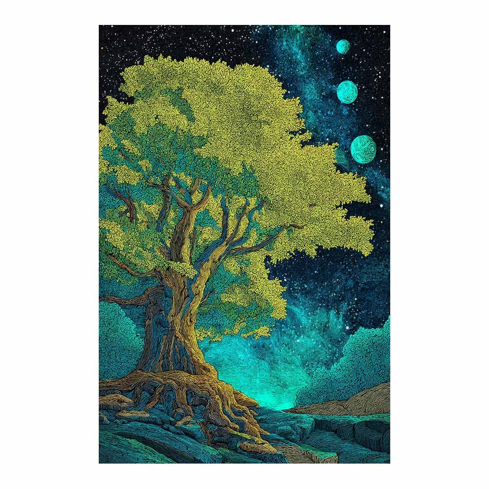 HOQIU Print Canvas Poster Decor Cosmic Nebula Tree canvas prints, nature wall art, for Bathroom Home Office Decor(Multicolor)-80x120cm Unframed