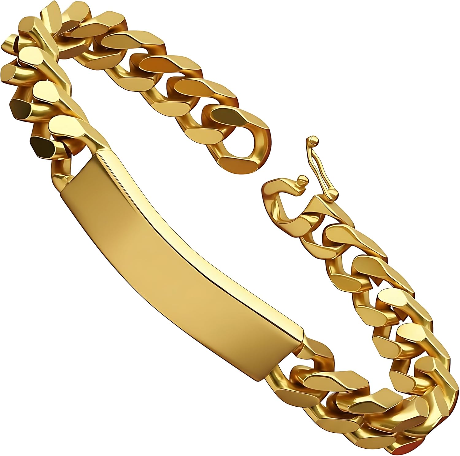LIFETIME JEWELRY 9mm Miami Curb Cuban Link ID Bracelet for Men & Women 24k Real Gold Plated