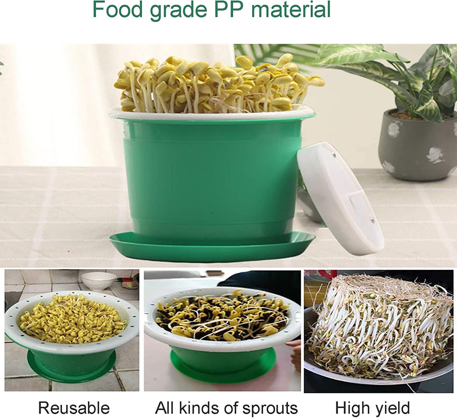 Pot De Germinateur De Graines Bac De Germination Vert Santé Germination des Germes Unité, Y Compris Seau Intérieur, Seau Extérieur Et Plaque De Pression, Vert