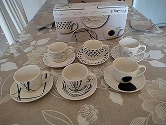 Eplze YBK Tech - Set di tazze e piattini in porcellana in