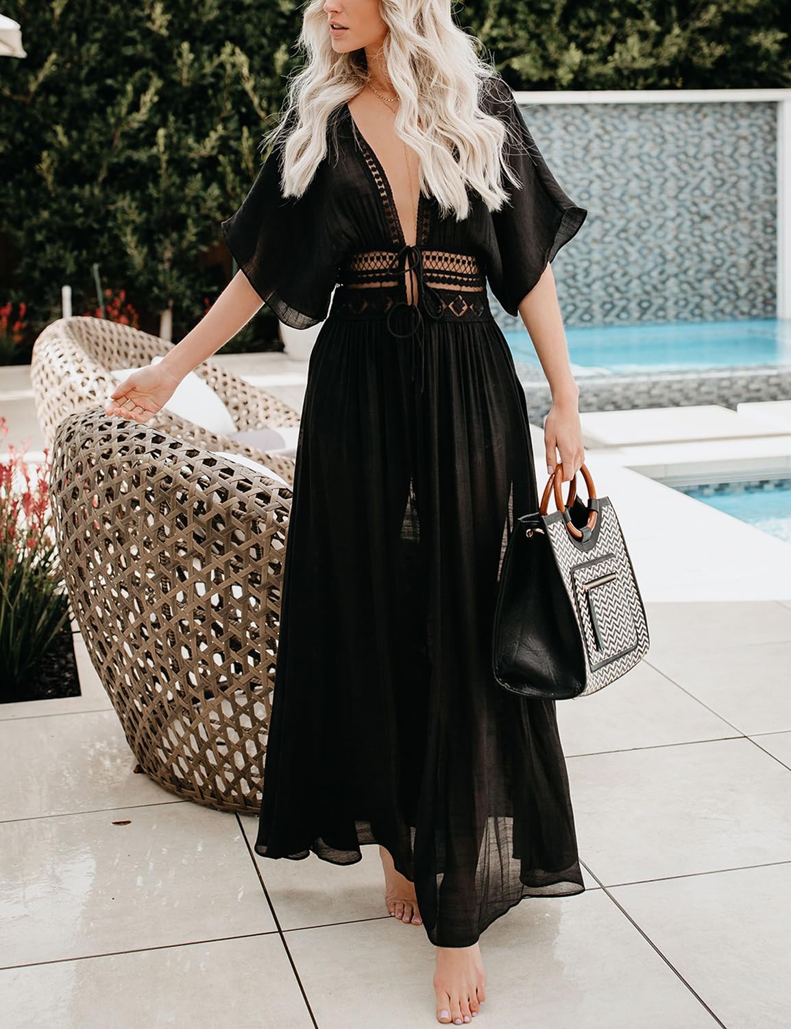 FANCYINN Bikini Estivo da Donna, Maxi Abito da Spiaggia, Stile Boho, Kimono, Lungo, da Spiaggia, Cardigan Leggero
