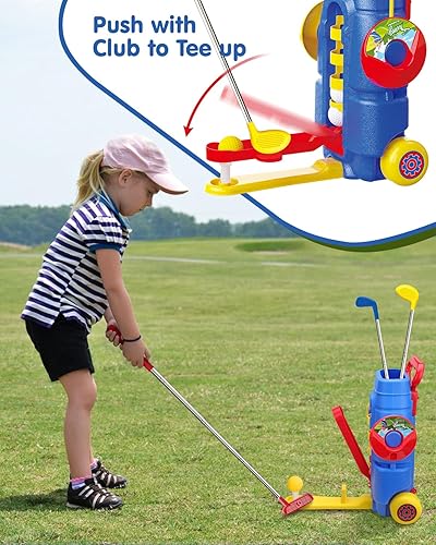 Miniatura 2 de Juego de golf para niños y niñas de 3, 4, 5, 6 años, exclusivo diseño de pedal de pie, pelotas de recarga automáticas, carrito de golf mejorado para