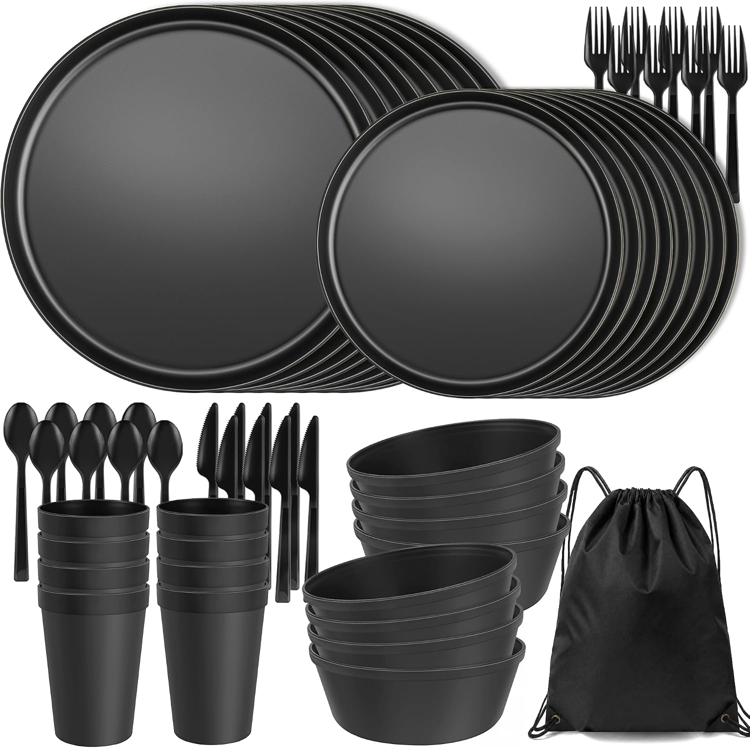 56 Piece Dinnerware Set for 8, Unbreakable Plates and Bowls Sets
