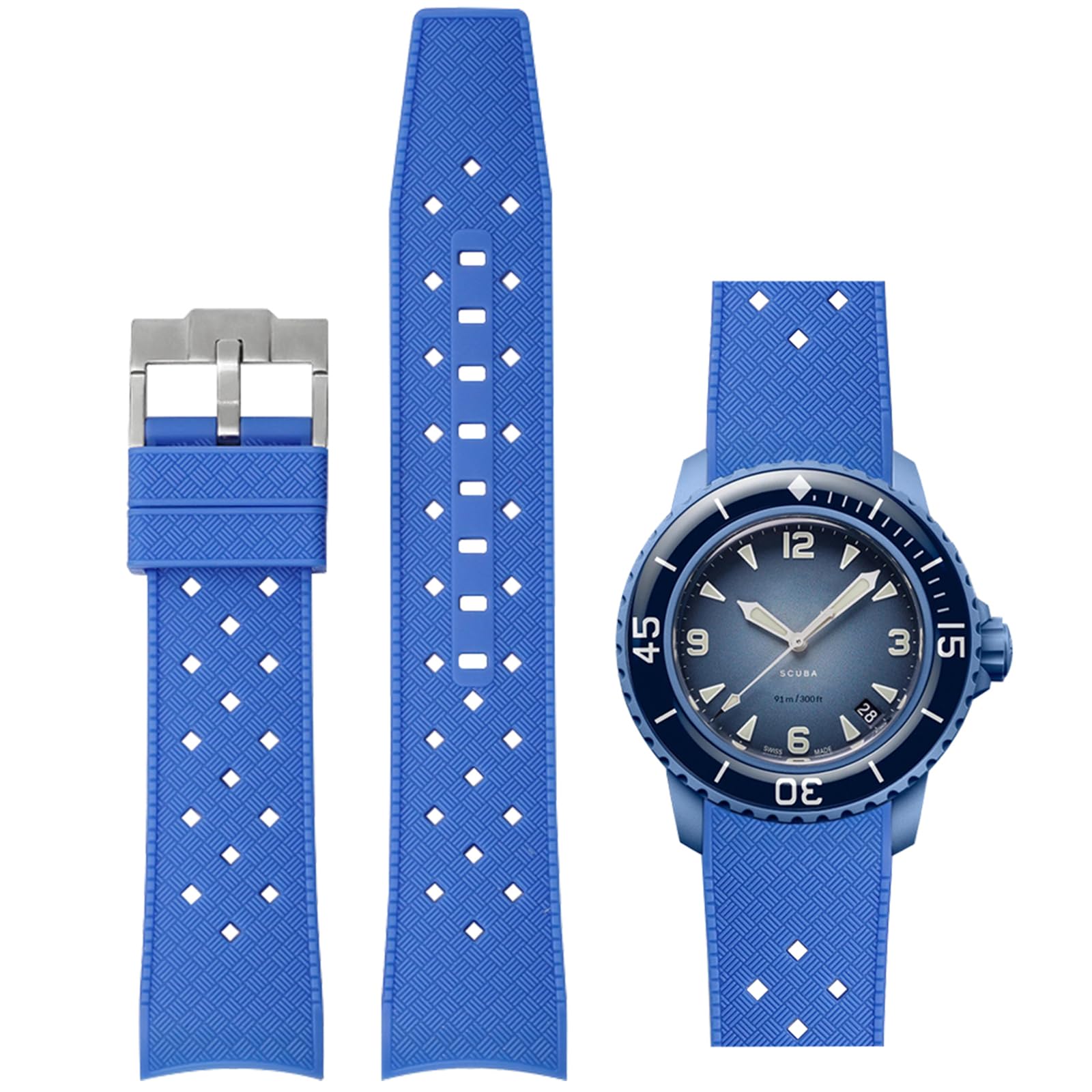 Niziruoup 22mm Curved End Watch Bands for Blancpain X Swatch