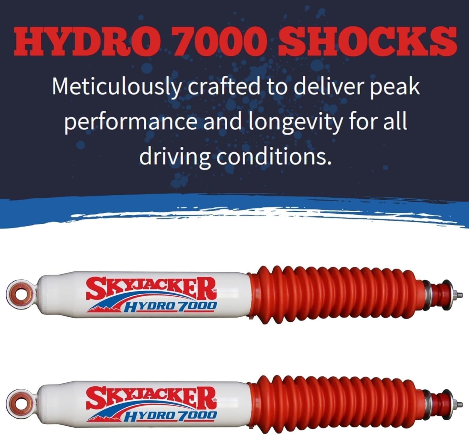 Pair of Hydro 7000 Series Front Hydraulic Action Shocks fits 2007 2018 Wrangler JK 2WD 4WD with 3-5” Front Lift | Durable Construction | Velocity-Sensitive Valving