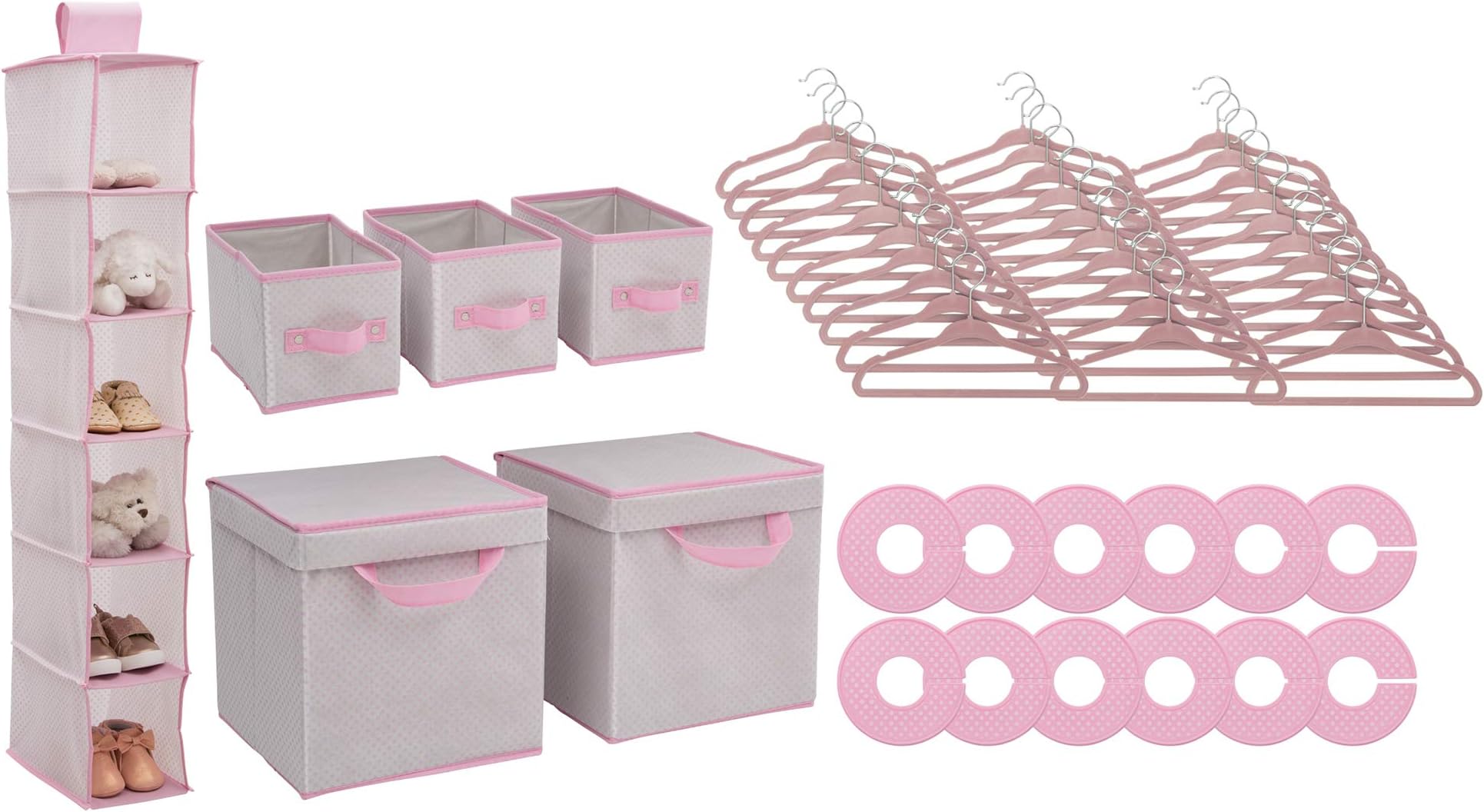 Delta Children Nursery Storage 48 Piece Set, Infinity Pink