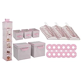 Delta Children Nursery Storage 48 Piece Set - Easy Storage/Organization Solution - Keeps Bedroom, Nursery & Closet Clean, Infinity Pink