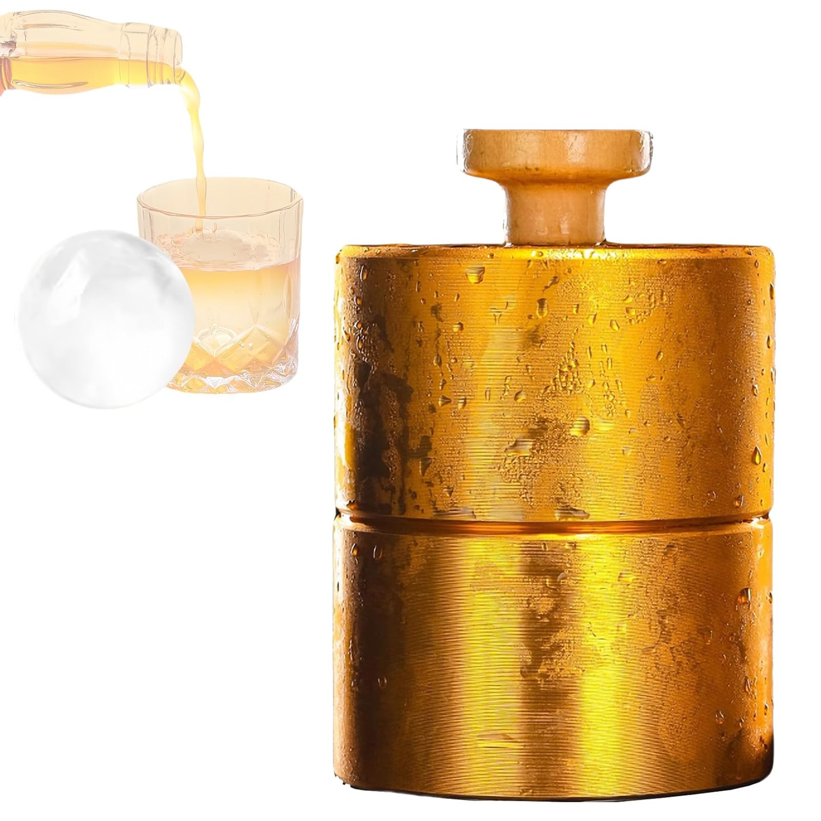 Máquina de bolas de hielo, prensa de hielo transparente para whisky, bourbon, cócteles y cerveza, hielo frío de larga duración, no requiere enchufar