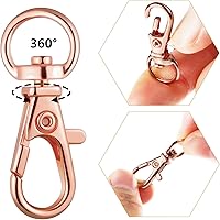 Vista 4 de Hotop 100 Pieces Swivel Clasps Set 50 Piece Lanyard Snap Hooks with 50 Piece Key Chain Rings, Lobster Keychain Clip Hooks Lobster Claw Clasps for