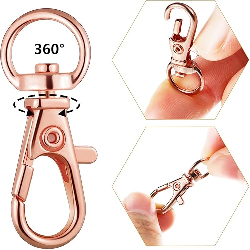 Miniatura 4 de Hotop Juego de 100 cierres giratorios de 50 piezas con 50 anillos de llavero, ganchos de clip para llavero de langosta para llavero, joyería y