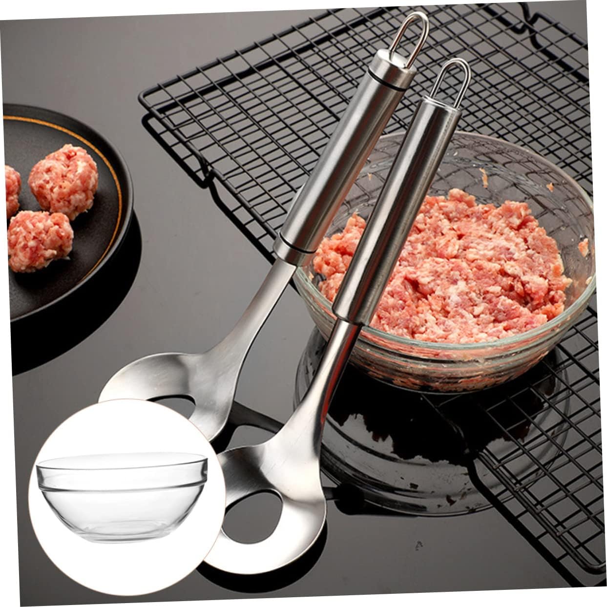 Garneck 2pcs Glass Mixing Bowls Multi-use Kitchen Bowls for Meat Salads and Food Serving Space-saving Stackable Design for Home and Outdoor Use