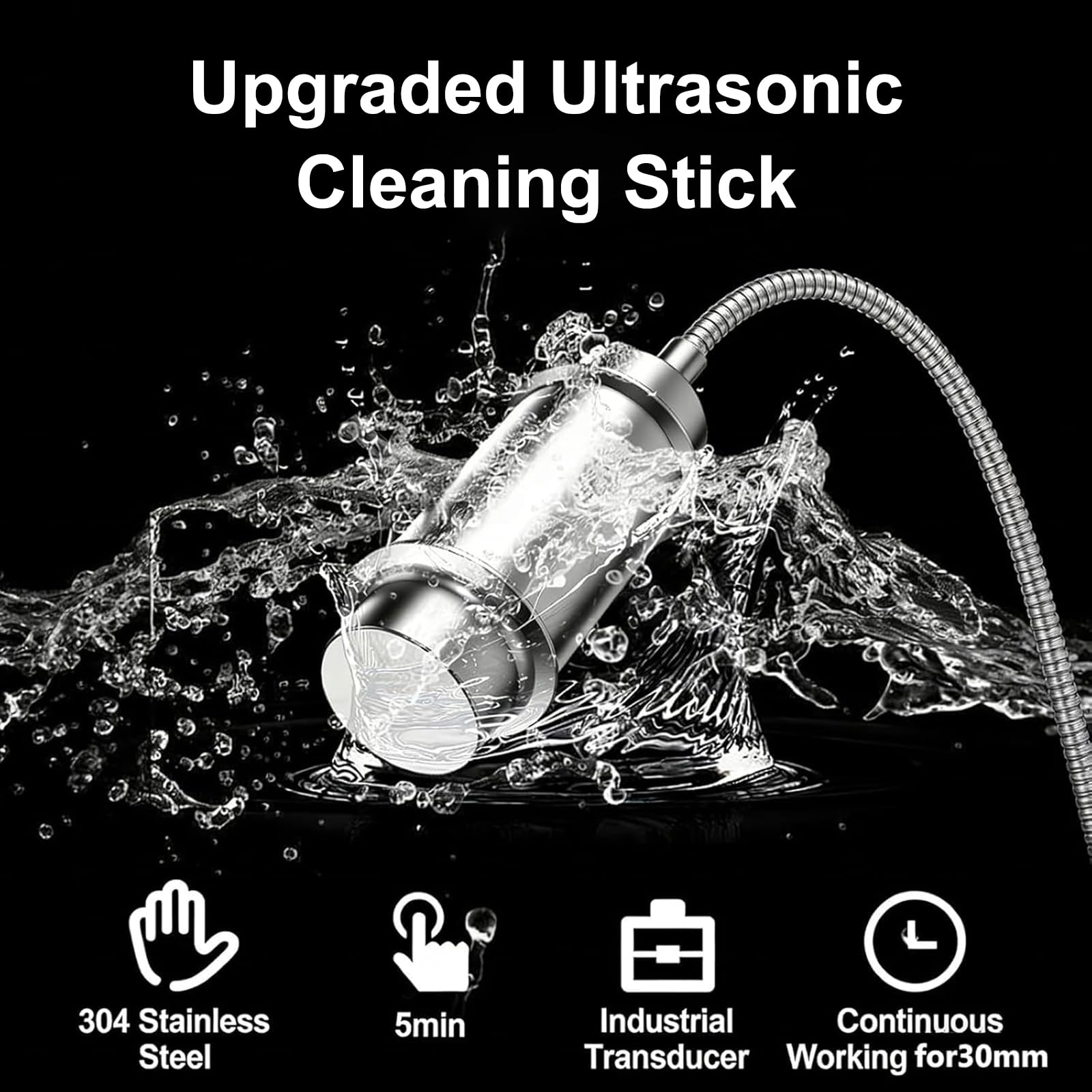 Limpiador Ultrasónico, Varilla para Máquina De Limpieza Ultrasónica, Pantalla Digital De Voltaje, Encendido/Apagado con Un Botón + Temporizador Inteligente, para Lavar Anillos, Vasos, Plata