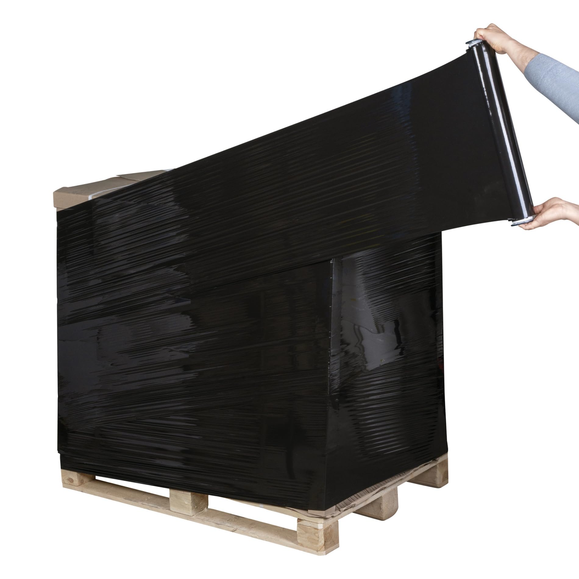 Stretchfolie Schwarz 50 cm - Starke Folie für Möbel - Set mit 6 Stück - Verpackungsmaterial 110 m - Verpackungsfolie für Umzugskartons - Strechfolienrolle - Möbelfolie 1,35 kg