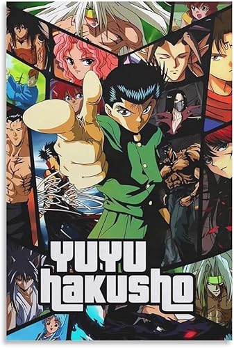 Wklsdrnd Póster de anime de Yu Yu Hakusho, póster artístico en lienzo y arte de pared, póster moderno para decoración de dormitorio familiar, 12 x